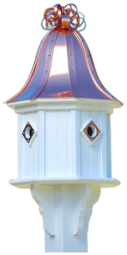 Copper Roof Birdhouse 34x14 Ribbon Detail 4 Portals -Bird Products Shop BH14 4CP BC CURLY
