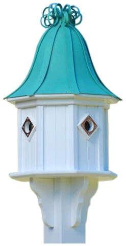 Copper Roof Birdhouse 34x14 Ribbon Detail 4 Portals -Bird Products Shop BH14 4CP PC CURLY