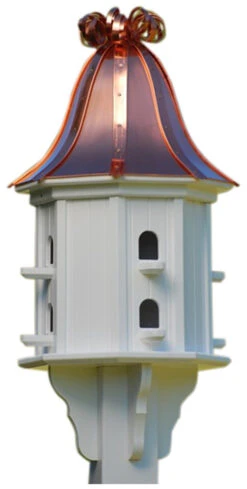 Copper Roof Dovecote Birdhouse 36x14 Ribbon Detail- 8 Perches -Bird Products Shop BH14 8 BC CURLY