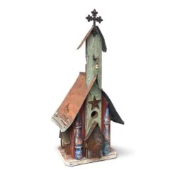 Barn Wood & Tin Church Birdhouses -Bird Products Shop Barn Wood Tin Church Birdhouse 1