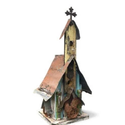 Barn Wood & Tin Church Birdhouses -Bird Products Shop Barn Wood Tin Church Birdhouse 4