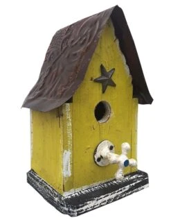 Barn Wood & Tin Rustic Birdhouses 20 Barn Wood & Tin Rustic Birdhouses -Bird Products Shop Barn wood ructic Birdhouse Yellow