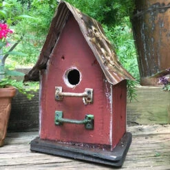 Barn Wood & Tin Rustic Birdhouses 18 Barn Wood & Tin Rustic Birdhouses -Bird Products Shop Barnwood birdhouse red