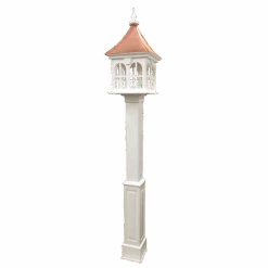 Copper Roof Vinyl/PVC Bird Feeder With Double Window- 29x14 7 Copper Roof Vinyl/PVC Bird Feeder With Double Window- 29x14 -Bird Products Shop Copper Roof Birdfeeder on lamp post
