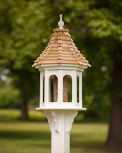 Large Gazebo Bird Feeder-Vinyl With Cypress Roof 14x36