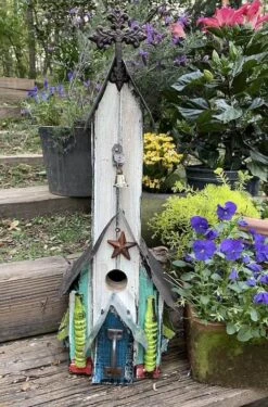 Rustic Church Birdhouses- Medium 17 Rustic Church Birdhouses- Medium -Bird Products Shop Rustic Church Birdhouse 4