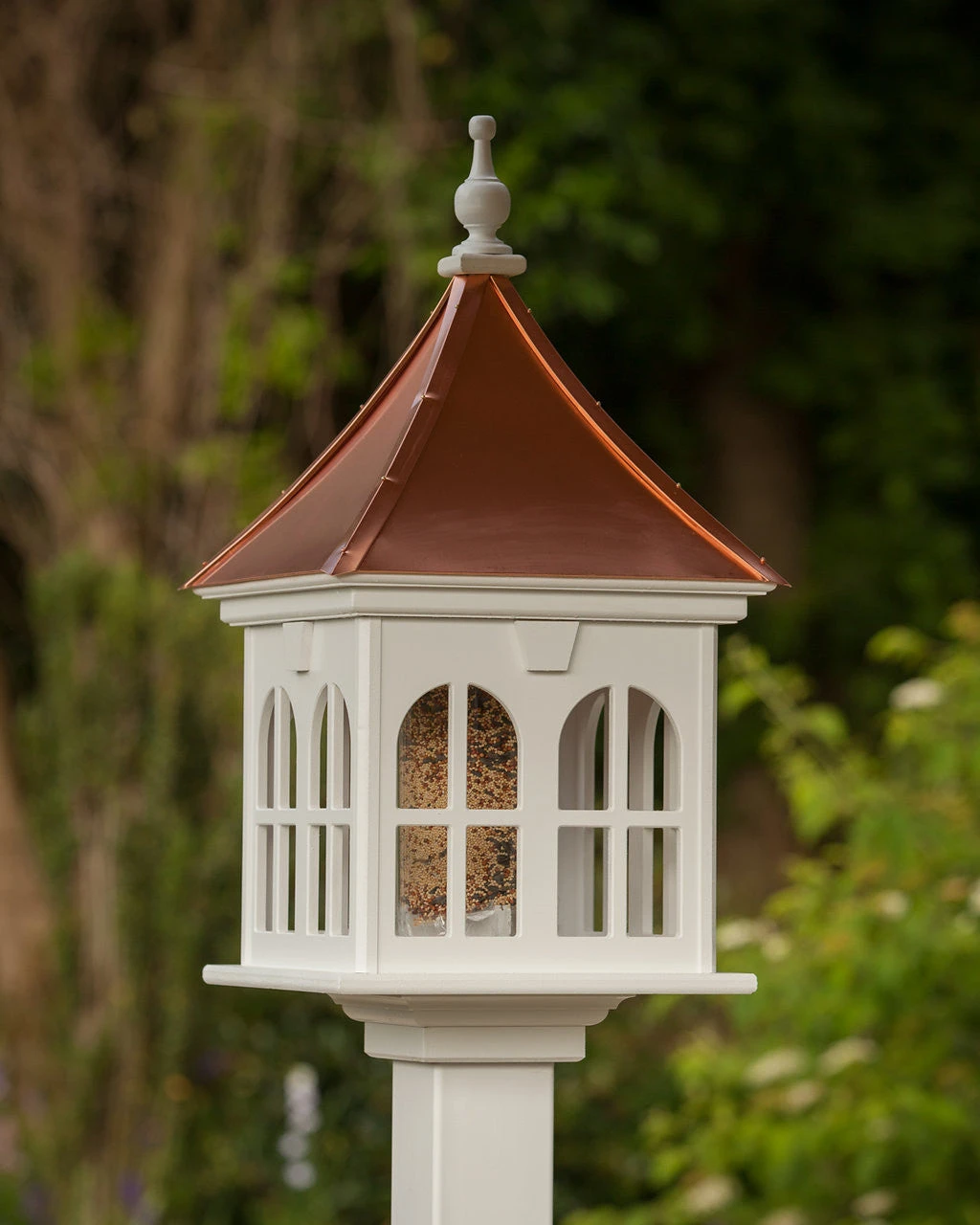 Copper Roof Vinyl/PVC Bird Feeder With Double Window- 29x14 1 Copper Roof Vinyl/PVC Bird Feeder With Double Window- 29x14