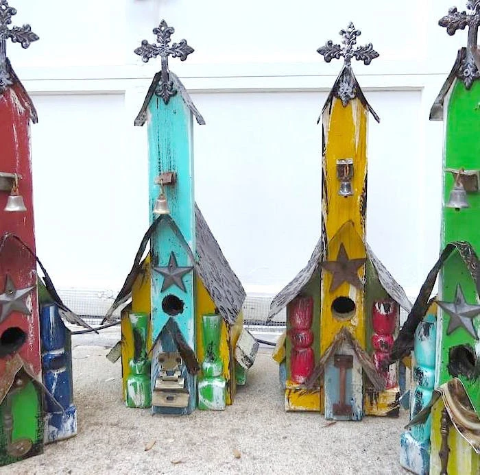 Rustic Church Birdhouses- Medium 1 Rustic Church Birdhouses- Medium