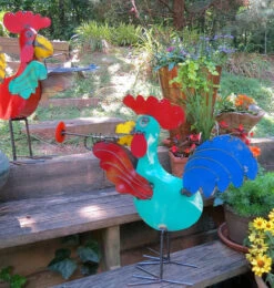 Jamming Roosters Metal Yard Art 7 Jamming Roosters Metal Yard Art -Bird Products Shop rooster metal yard art